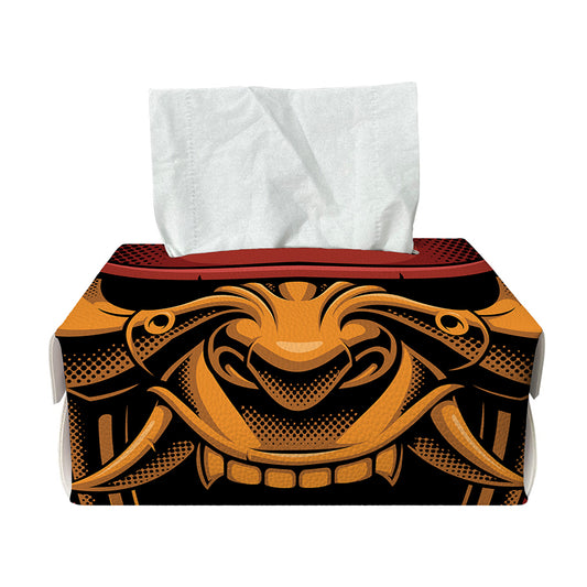 Japanese Samurai Warrior Mask Print Rectangle Tissue Box Cover