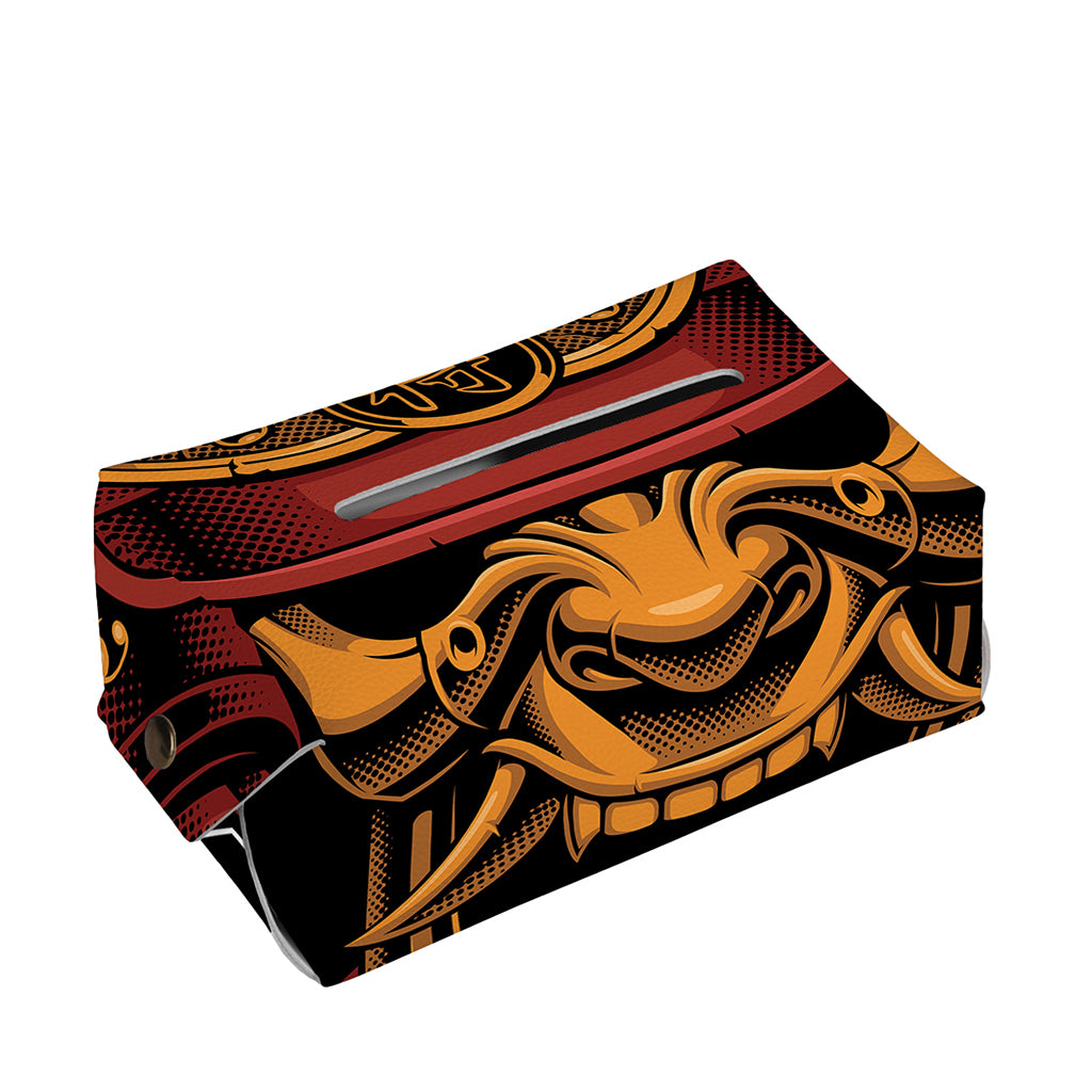 Japanese Samurai Warrior Mask Print Rectangle Tissue Box Cover