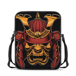 Japanese Samurai Warrior Mask Print Rectangular Crossbody Bag