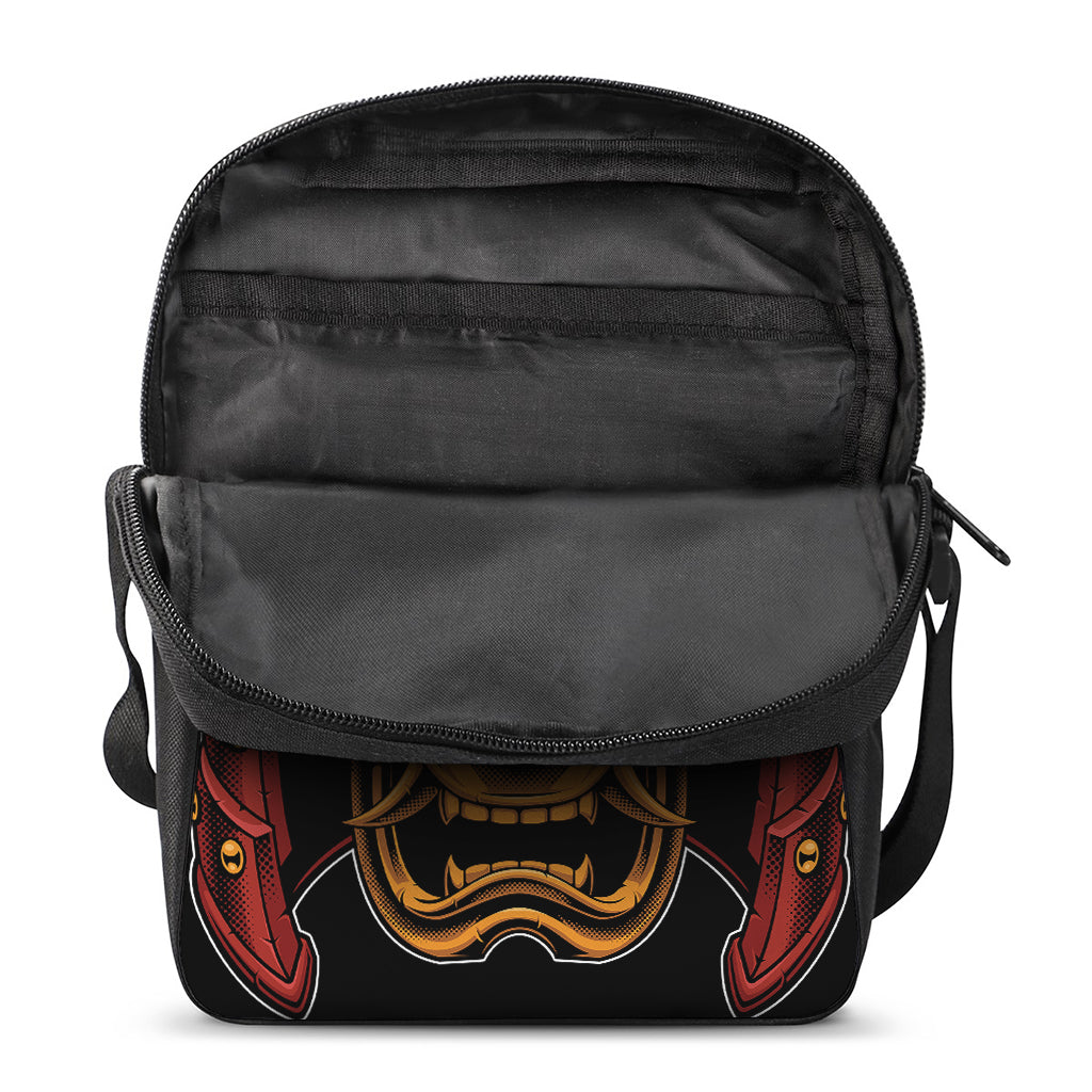 Japanese Samurai Warrior Mask Print Rectangular Crossbody Bag