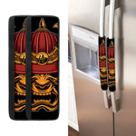 Japanese Samurai Warrior Mask Print Refrigerator Handle Covers