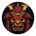 Japanese Samurai Warrior Mask Print Round Blanket
