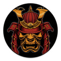 Japanese Samurai Warrior Mask Print Round Floor Mat