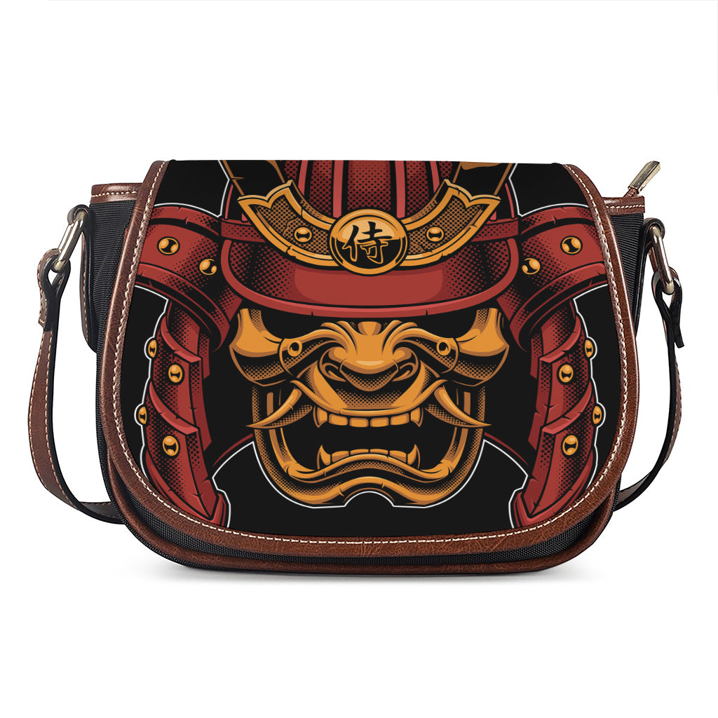 Japanese Samurai Warrior Mask Print Saddle Bag