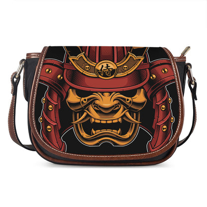 Japanese Samurai Warrior Mask Print Saddle Bag