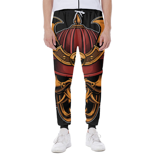 Japanese Samurai Warrior Mask Print Scuba Joggers