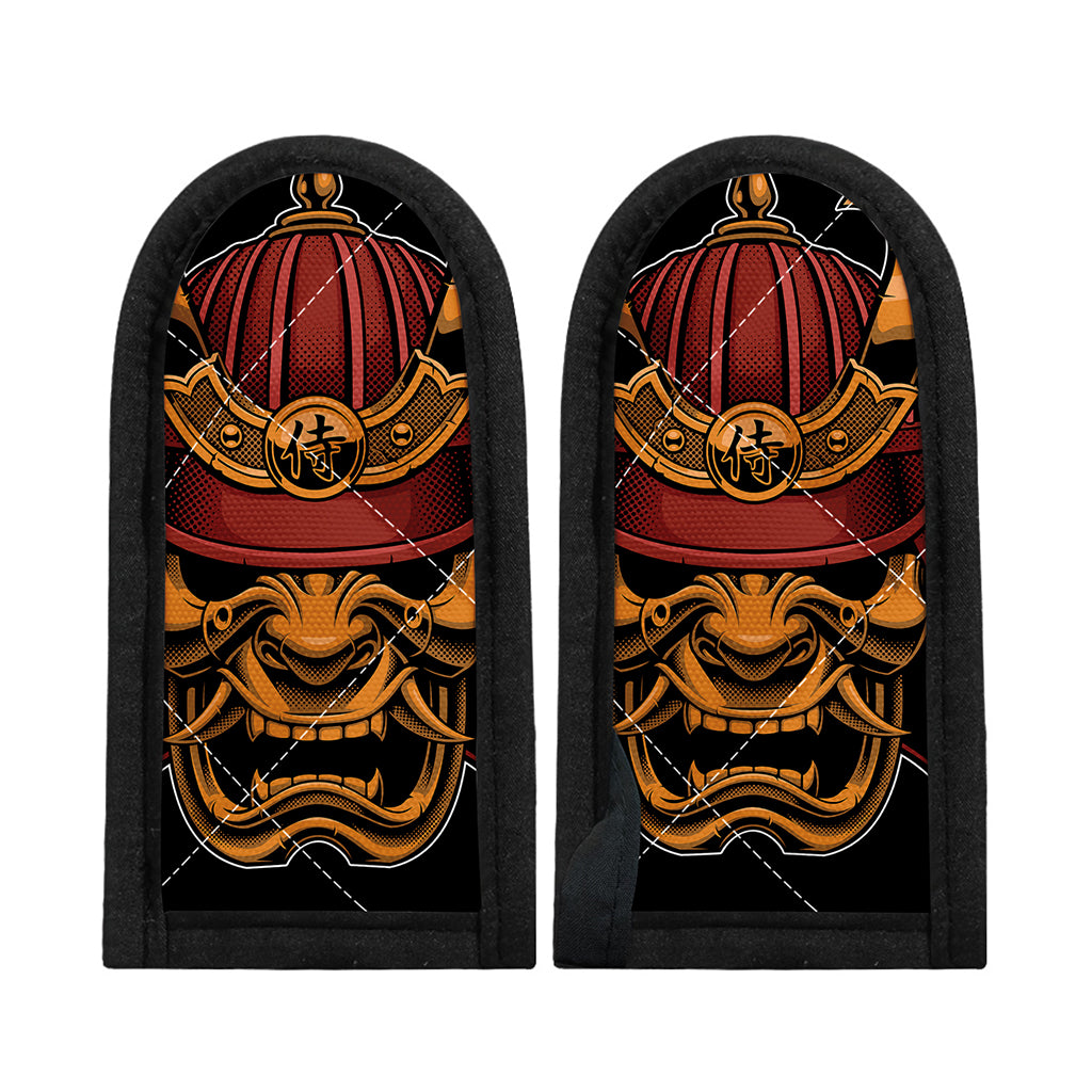 Japanese Samurai Warrior Mask Print Skillet Handle Cover