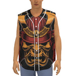 Japanese Samurai Warrior Mask Print Sleeveless Baseball Jersey