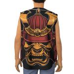 Japanese Samurai Warrior Mask Print Sleeveless Baseball Jersey