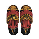 Japanese Samurai Warrior Mask Print Slippers