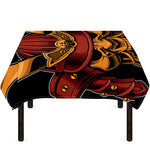 Japanese Samurai Warrior Mask Print Tablecloth