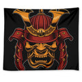 Japanese Samurai Warrior Mask Print Tapestry