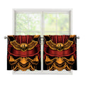 Japanese Samurai Warrior Mask Print Tier Curtains