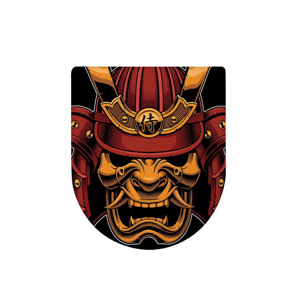 Japanese Samurai Warrior Mask Print Toilet Lid Cover
