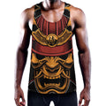 Japanese Samurai Warrior Mask Print Men's Workout Tank Top