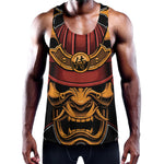 Japanese Samurai Warrior Mask Print Training Tank Top