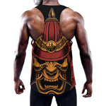 Japanese Samurai Warrior Mask Print Training Tank Top
