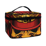 Japanese Samurai Warrior Mask Print Travel Makeup Bag