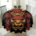 Japanese Samurai Warrior Mask Print Waterproof Round Tablecloth