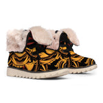 Japanese Samurai Warrior Mask Print Winter Boots