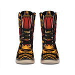 Japanese Samurai Warrior Mask Print Winter Boots