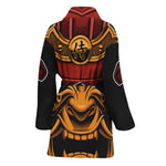 Japanese Samurai Warrior Mask Print Women's Bathrobe