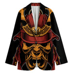 Japanese Samurai Warrior Mask Print Women's Blazer