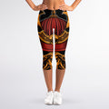 Japanese Samurai Warrior Mask Print Women's Capri Leggings