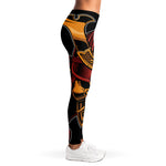 Japanese Samurai Warrior Mask Print Women's Leggings