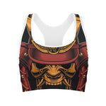 Japanese Samurai Warrior Mask Print Women's Sports Bra