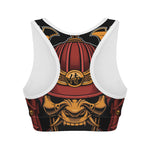 Japanese Samurai Warrior Mask Print Women's Sports Bra