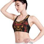 Japanese Samurai Warrior Mask Print Women's Sports Bra