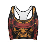 Japanese Samurai Warrior Mask Print Women's Sports Bra