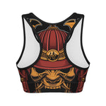 Japanese Samurai Warrior Mask Print Women's Sports Bra