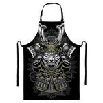 Japanese Samurai Warrior Print Bib Apron With Pocket