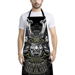Japanese Samurai Warrior Print Bib Apron With Pocket