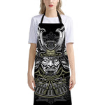 Japanese Samurai Warrior Print Bib Apron With Pocket