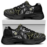 Japanese Samurai Warrior Print Black Chunky Shoes