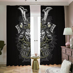 Japanese Samurai Warrior Print Blackout Pencil Pleat Curtains