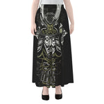 Japanese Samurai Warrior Print Chiffon Maxi Skirt