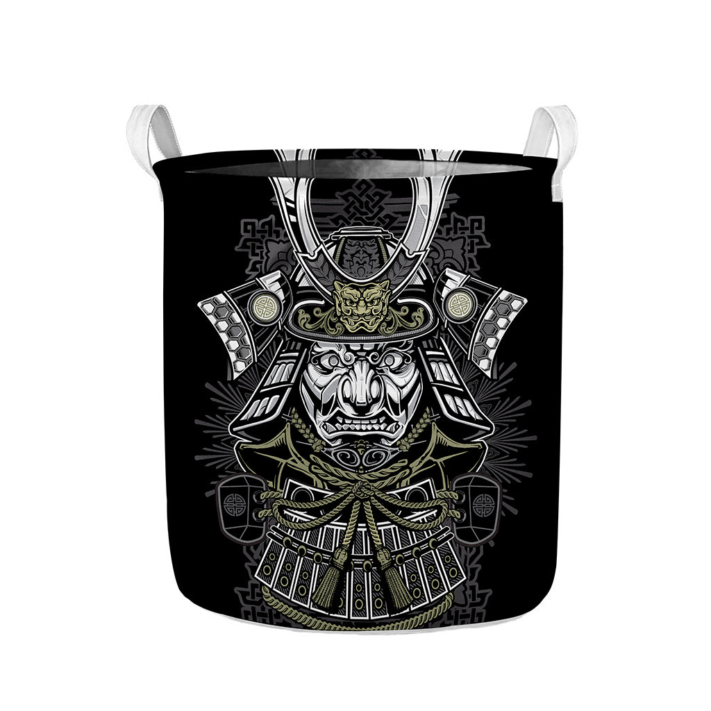 Japanese Samurai Warrior Print Collapsible Laundry Basket