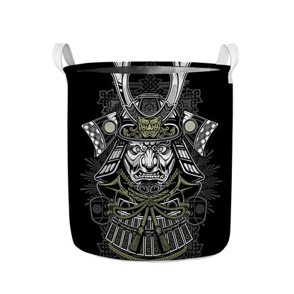Japanese Samurai Warrior Print Collapsible Laundry Basket