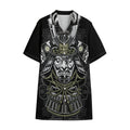 Japanese Samurai Warrior Print Cotton Hawaiian Shirt