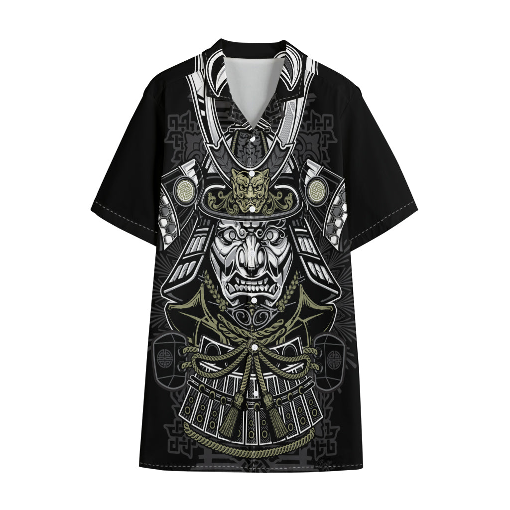 Japanese Samurai Warrior Print Cotton Hawaiian Shirt