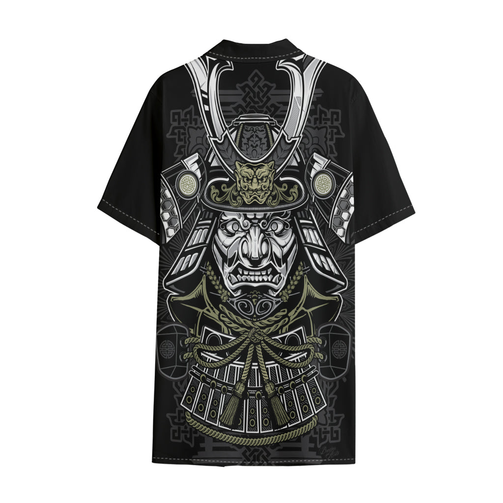 Japanese Samurai Warrior Print Cotton Hawaiian Shirt