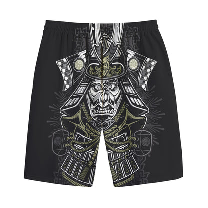 Japanese Samurai Warrior Print Cotton Shorts