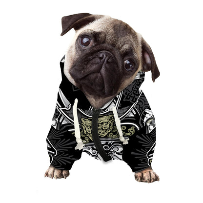 Japanese Samurai Warrior Print Dog Zip Up Hoodie