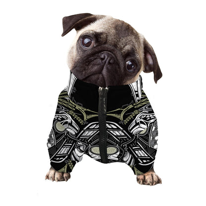 Japanese Samurai Warrior Print Dog Zip Up Jacket