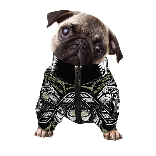 Japanese Samurai Warrior Print Dog Zip Up Jacket