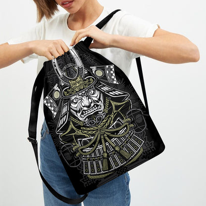 Japanese Samurai Warrior Print Drawstring Backpack